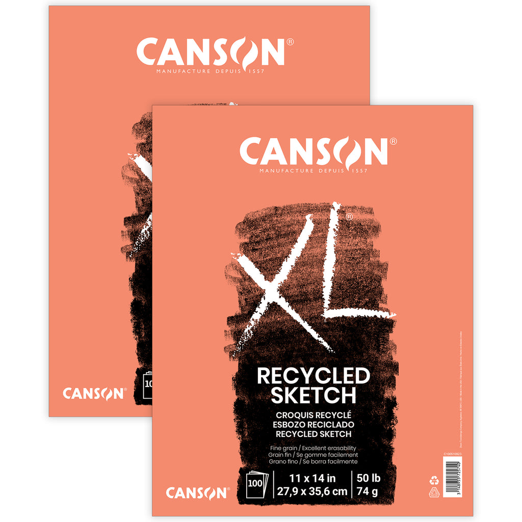 XL Series Sketch Pad, Recycled, Foldover Binding, 100 Sheet, 11x14 inch, Pack of 2