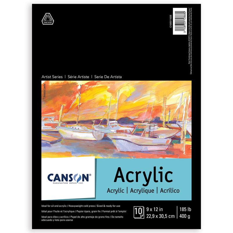 Artist Series Acrylic Pad, Foldover Binding, 10 Sheet, 9x12 inch, Pack of 2