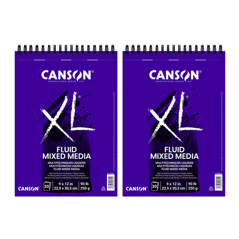 XL Series Mixed Media Pad, Top Wire Binding, 30 Sheet, 9x12 inch, Pack of 2