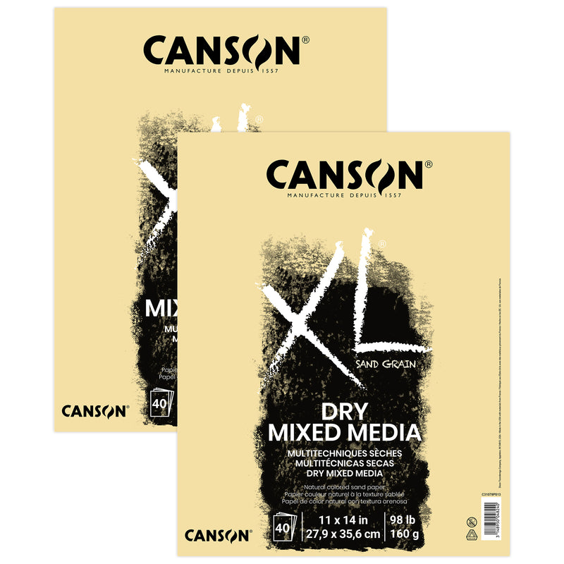 XL Series Mixed Media Pad, Natural Tone, Foldover Binding, 10 Sheet, 11x14 inch, Pack of 2