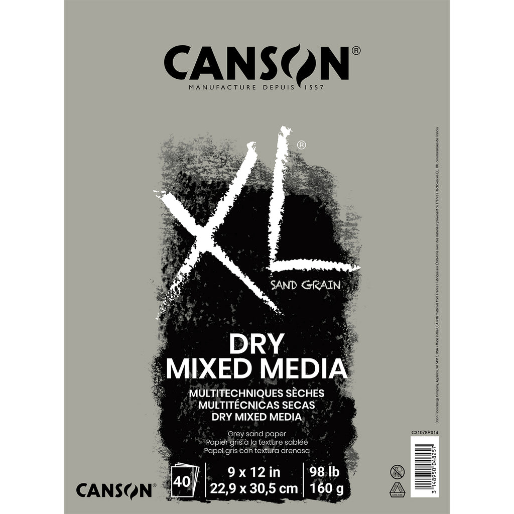 Xl Mixed Media Pad Gray Fold 9x12in Canson 10 Sheets
