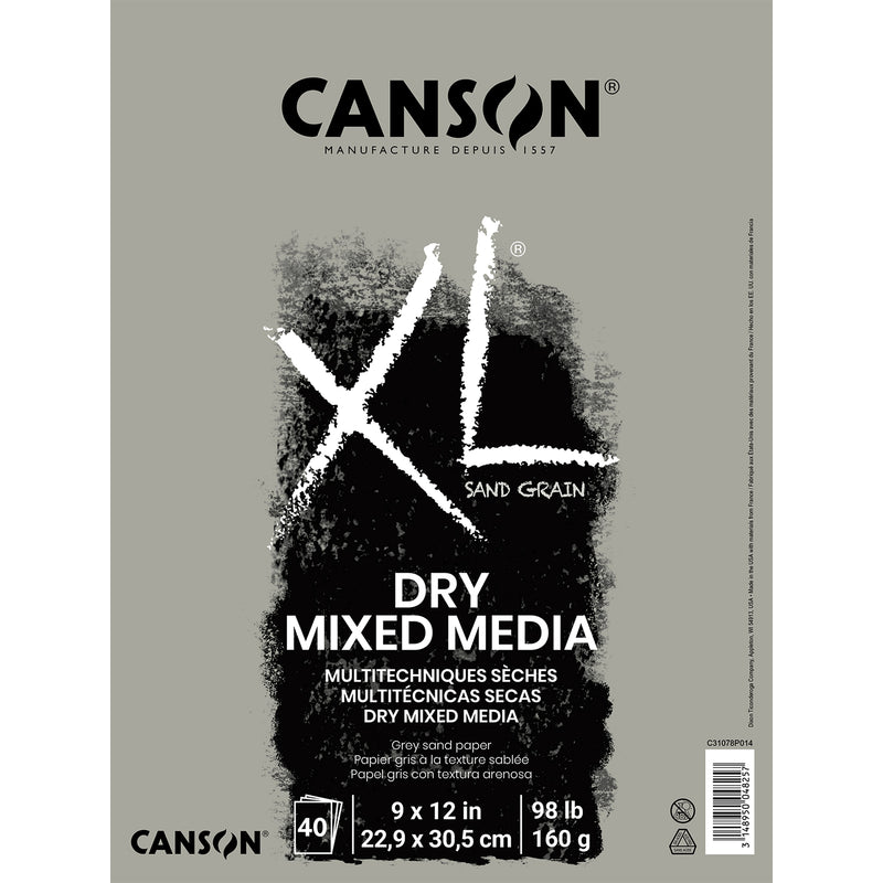 Xl Mixed Media Pad Gray Fold 9x12in Canson 10 Sheets
