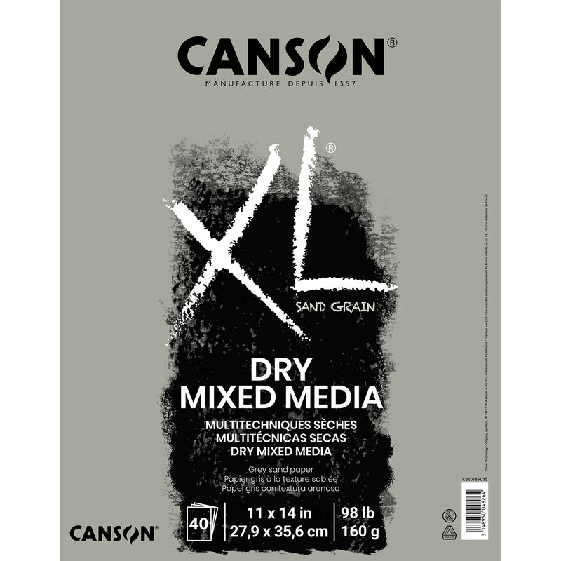 Xl Mixed Media Pad Gray Fold 11x14 Canson 10 Sheets