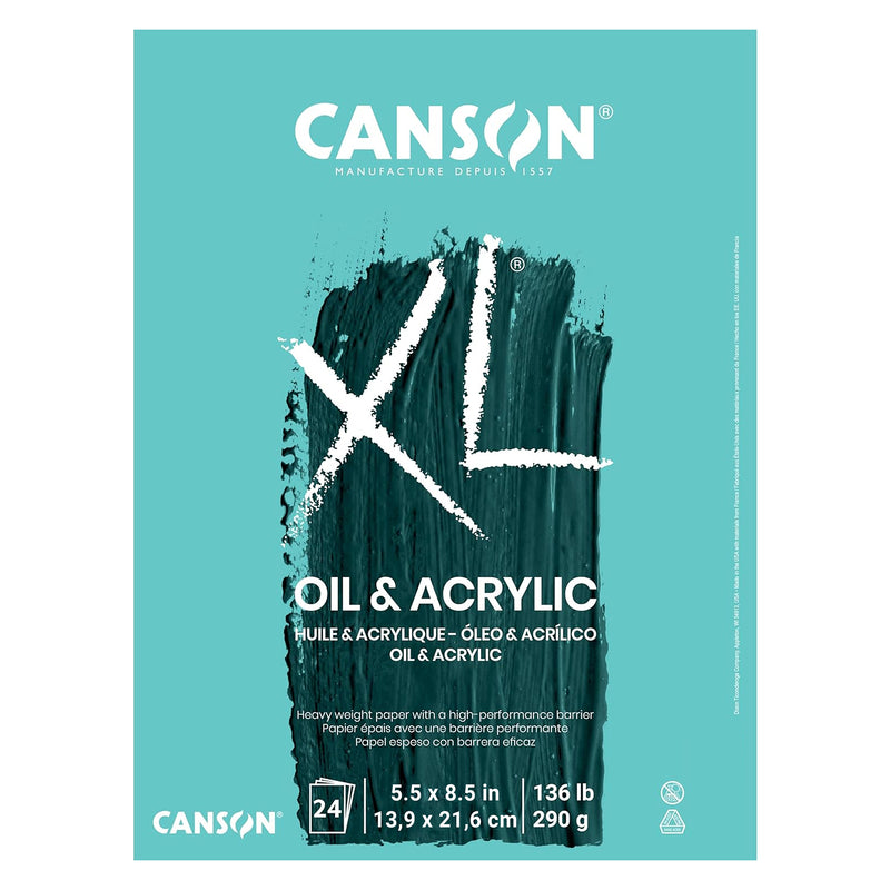 XL Series Oil & Acrylic Pad, Foldover Binding, 24 Sheet, 5.5x8.5 inch, Pack of 2