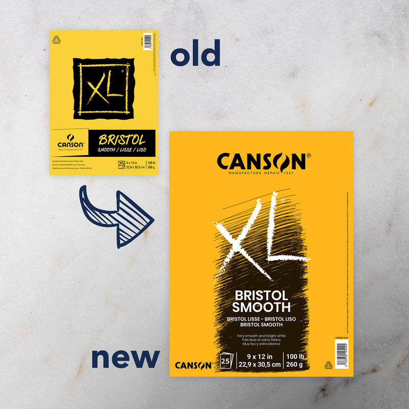 Xl Bristol Pad Smooth Fold 9x12in Canson 25 Sheets