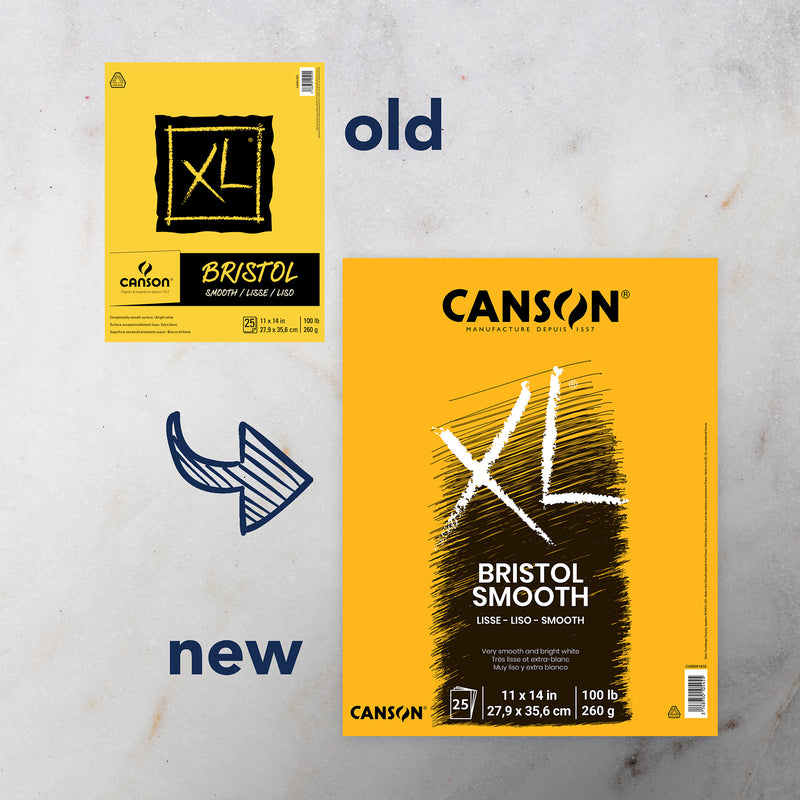 XL Series Bristol Pad, Smooth Finish, Foldover Binding, 25 Sheet, 11x14 inch, Pack of 2