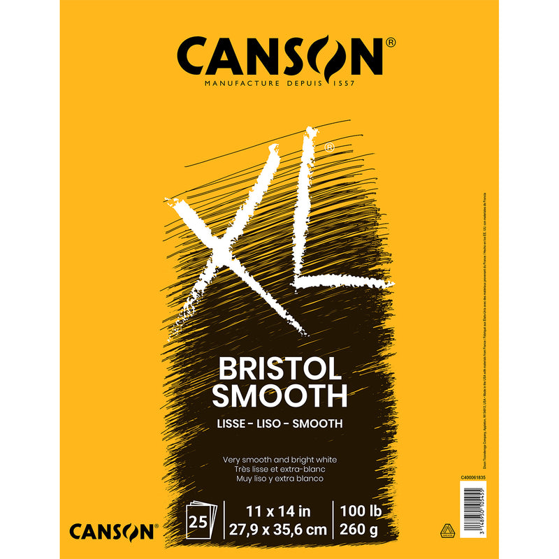 XL Series Bristol Pad, Smooth Finish, Foldover Binding, 25 Sheet, 11x14 inch, Pack of 2