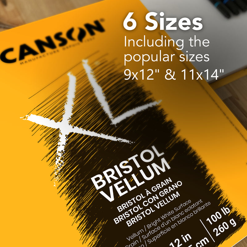Xl Bristol Pad Vellum Fold 9x12in Canson 25 Sheets