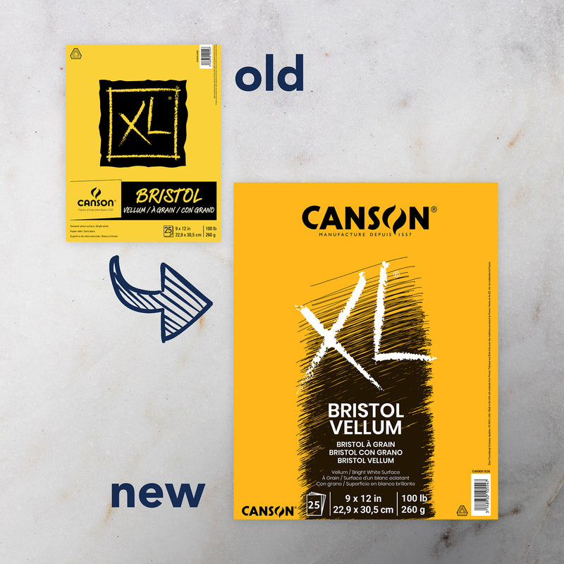 Xl Bristol Pad Vellum Fold 9x12in Canson 25 Sheets