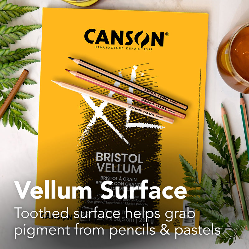 Xl Bristol Pad Vellum Fold 9x12in Canson 25 Sheets