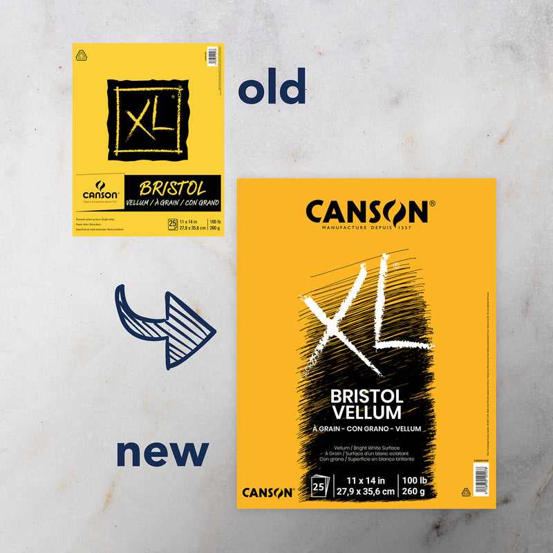 Xl Bristol Pad Vellum Fold 11x14in Canson 25 Sheets
