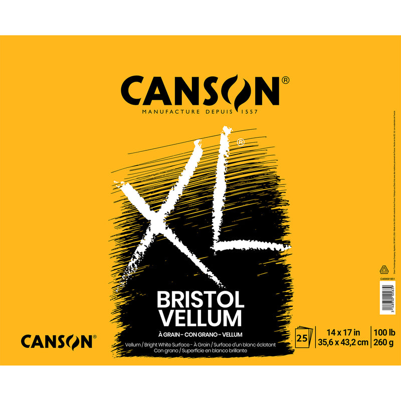 XL Series Bristol Pad, Vellum Finish, Foldover Binding, 25 Sheet, 14x17 inch, 1 Count