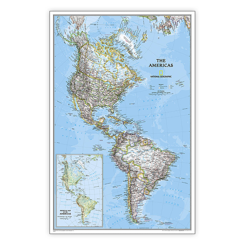 The Americas Wall Map 23 X 36