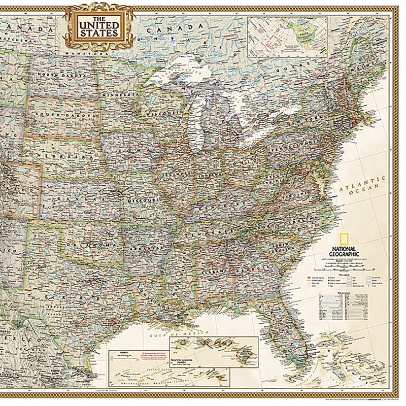 United States Executive Map, Poster Size and Laminated, 36" x 24"