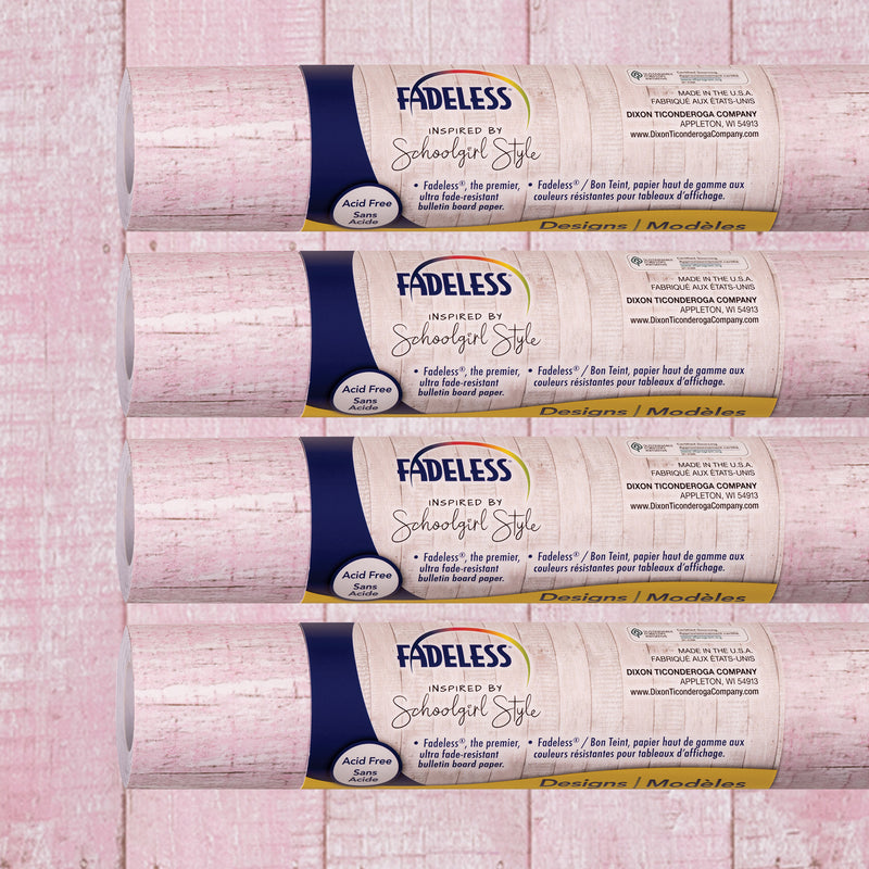 Schoolgirl Style Bulletin Board Paper, 48" x 12', Southern Charm in Pink, 4 Rolls