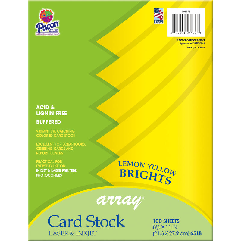 Card Stock, Lemon Yellow, 8-1/2" x 11", 100 Sheets Per Pack, 2 Packs