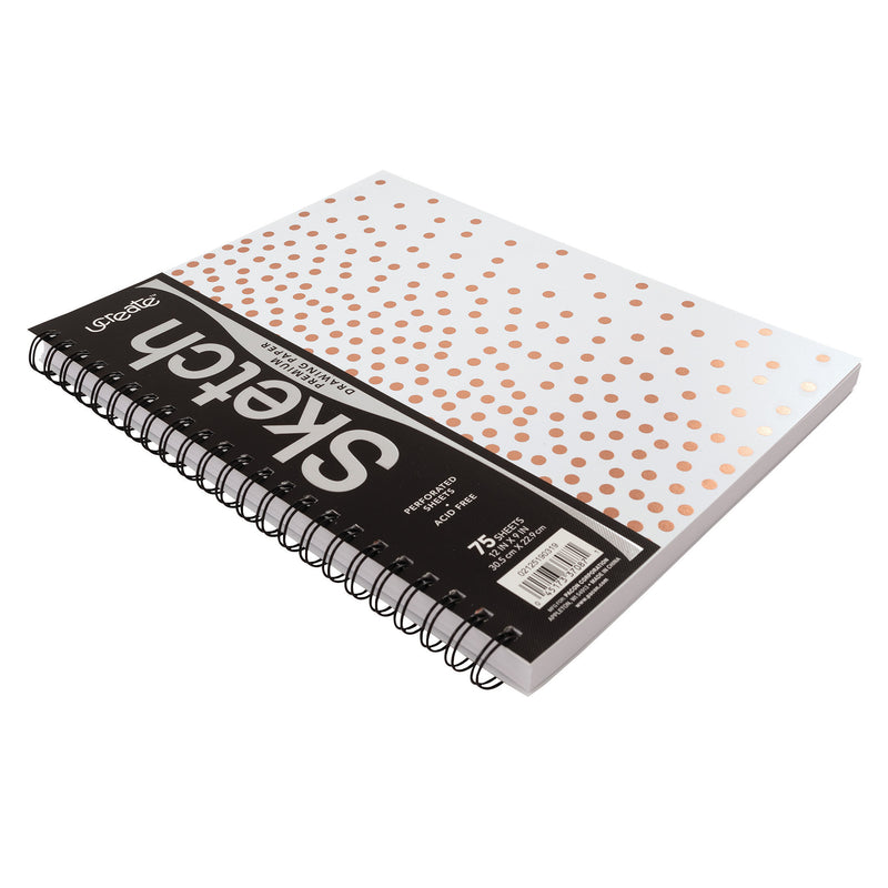 Poly Sketch Book Rose Gold Dots 9x12in Ucreate Fashion