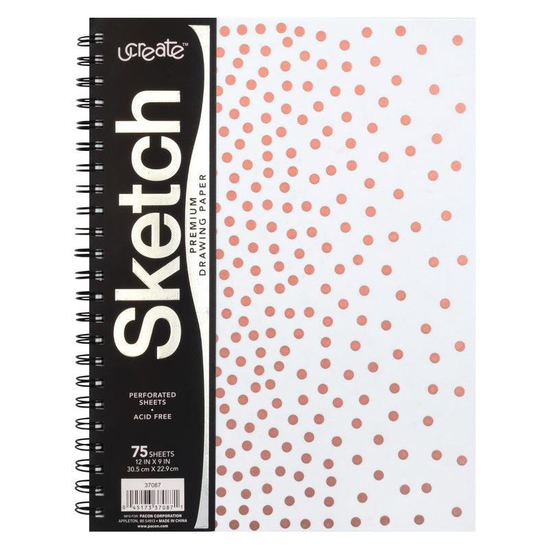 Poly Sketch Book Rose Gold Dots 9x12in Ucreate Fashion
