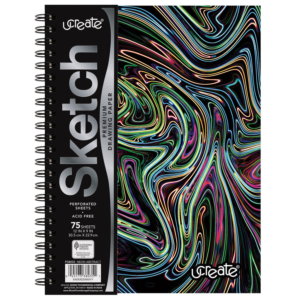 Poly Sketch Book Neon Abstract 9x12in Ucreate Fashion
