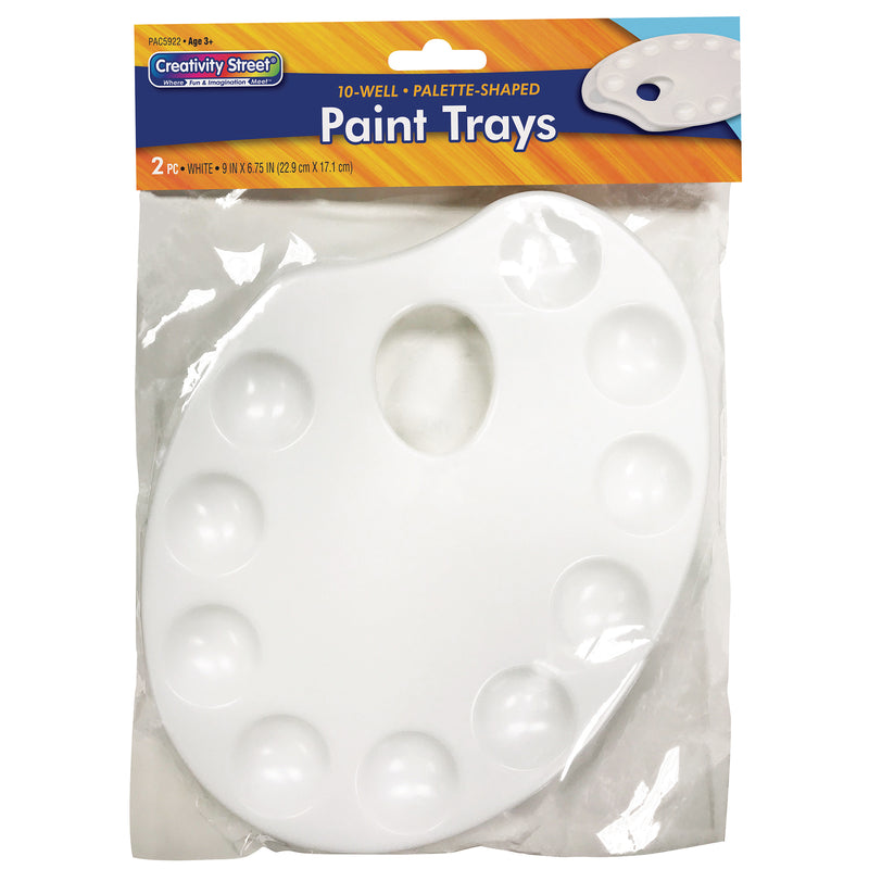 Palette-Shaped Paint Trays, White, 9" x 6.75", 2 Per Pack, 6 Packs