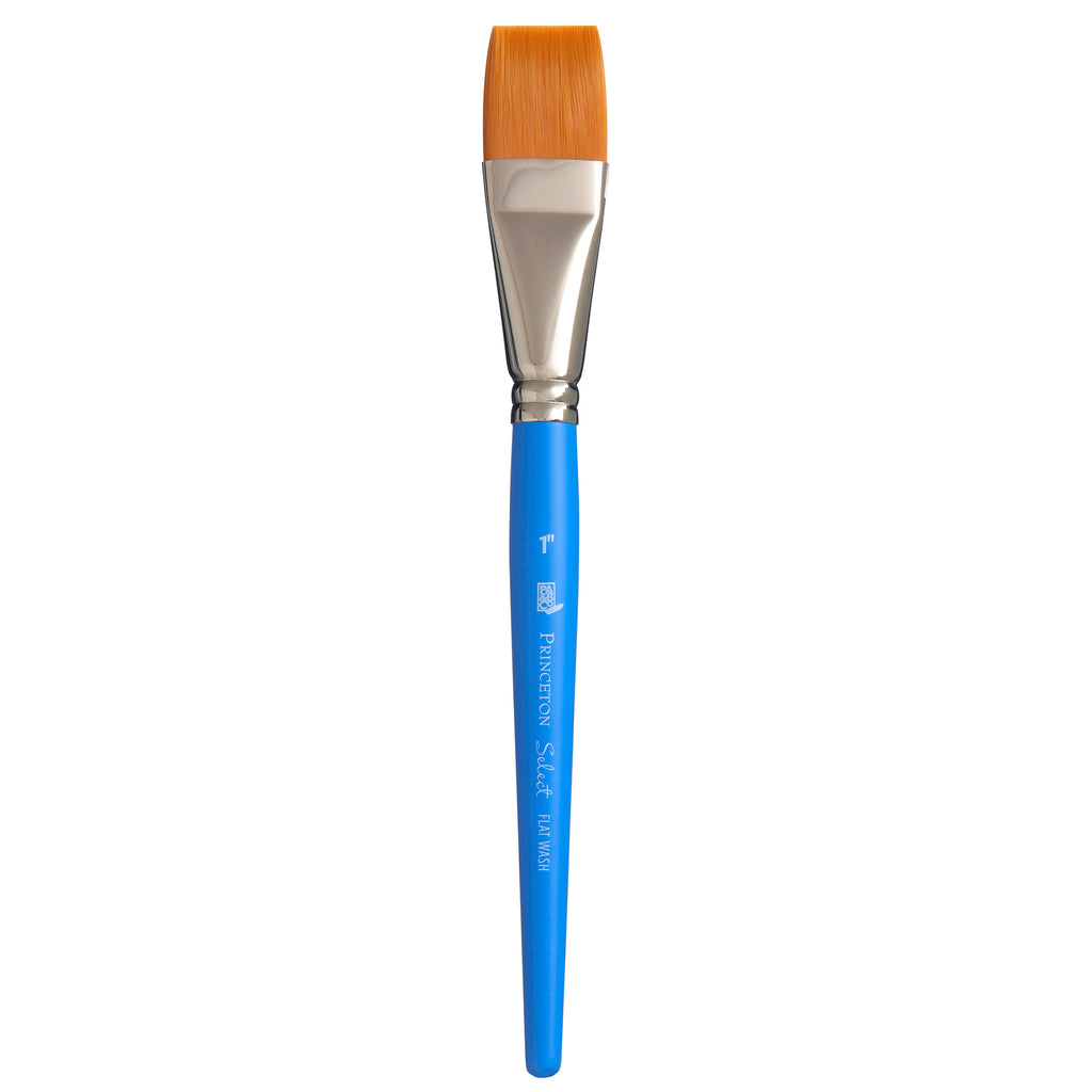 Select Flat Wash Brush Size 1in Series 3750 Short Blue Handle