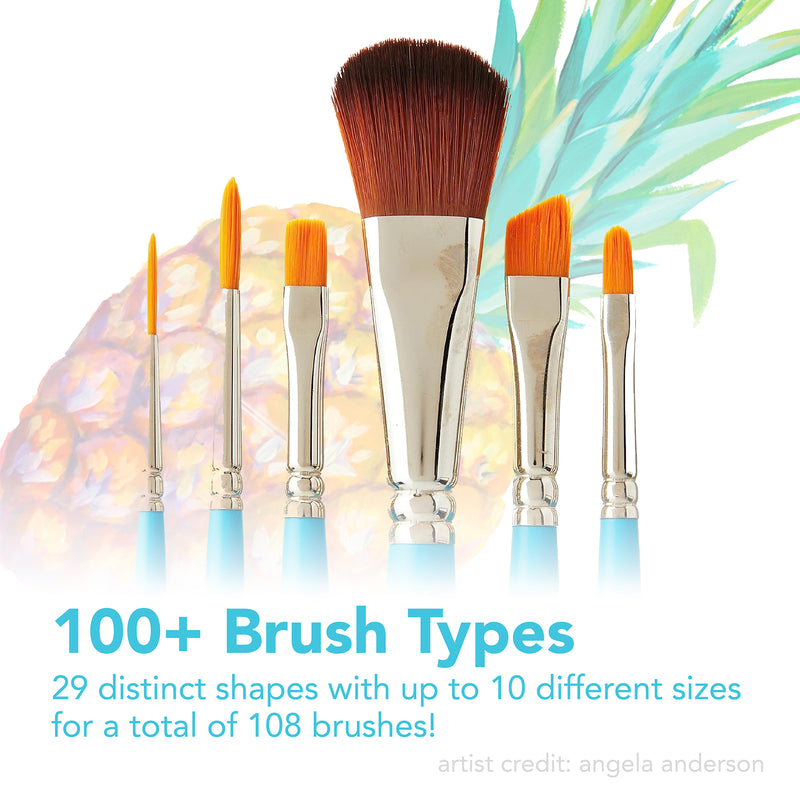 Select Flat Wash Brush Size 1in Series 3750 Short Blue Handle