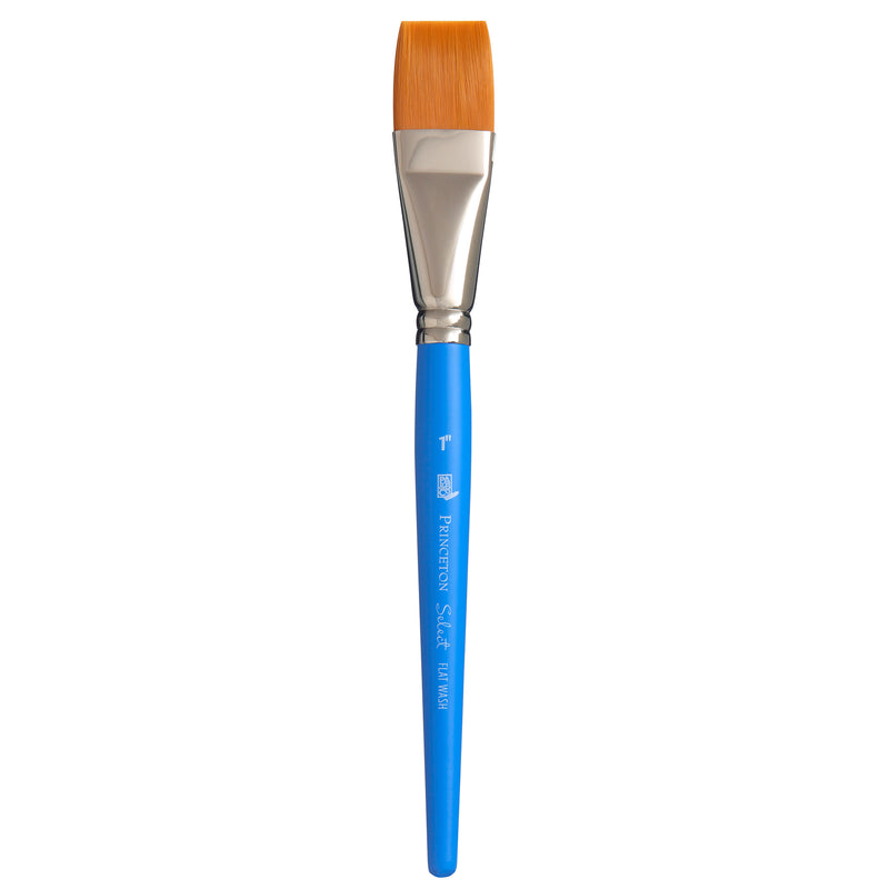 Select Flat Wash Brush Size 1in Series 3750 Short Blue Handle
