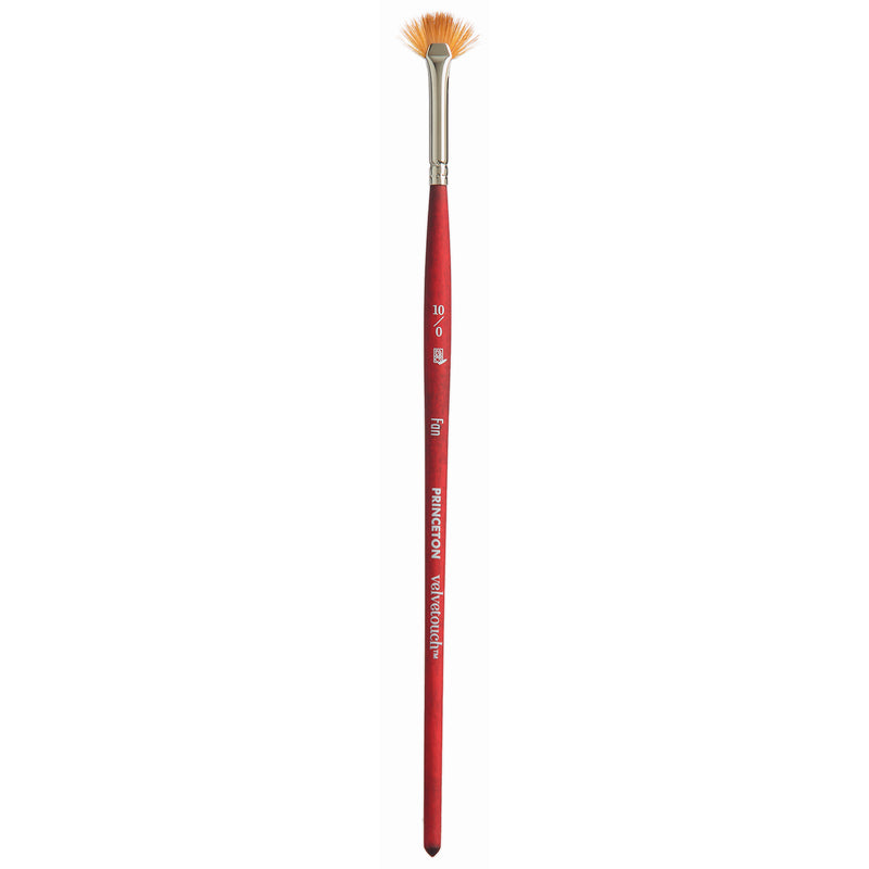 Velvetouch Fan Brush Size 10/0 Series 3950 Short Scarlet Handle