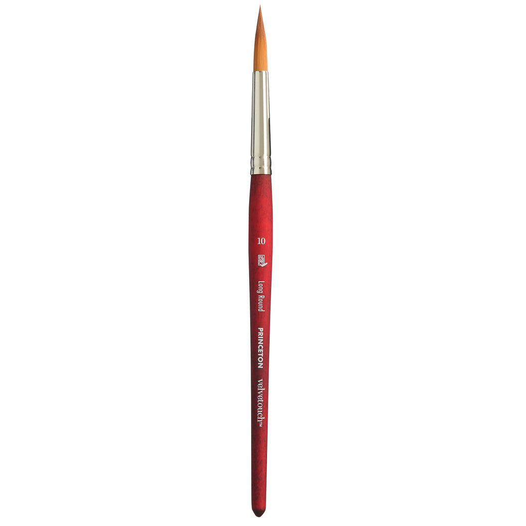 Velvetouch Long Round Brush Size 10 Series 3950 Short Scarlet Handle