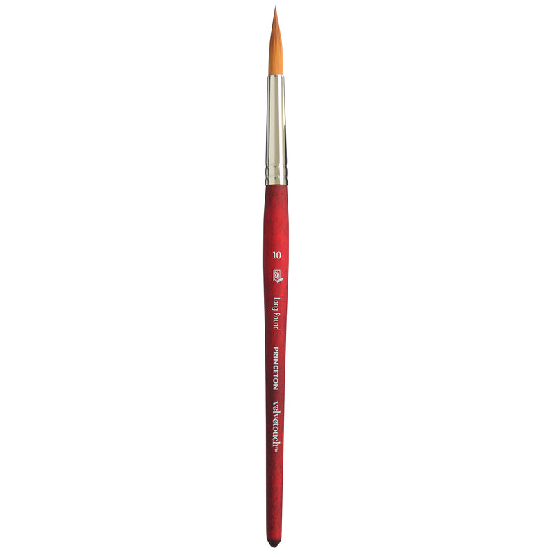 Velvetouch Long Round Brush Size 10 Series 3950 Short Scarlet Handle