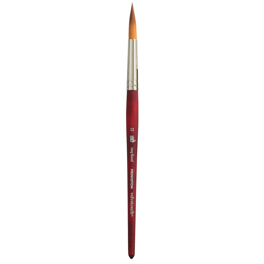 Velvetouch Long Round Brush Size 12 Series 3950 Short Scarlet Handle