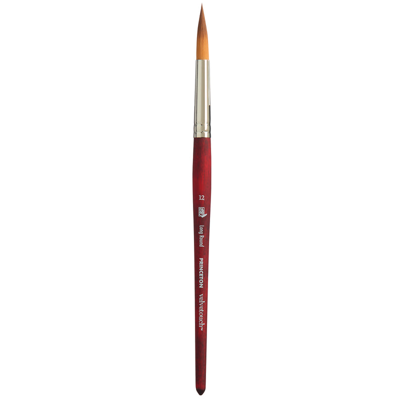 Velvetouch Long Round Brush Size 12 Series 3950 Short Scarlet Handle