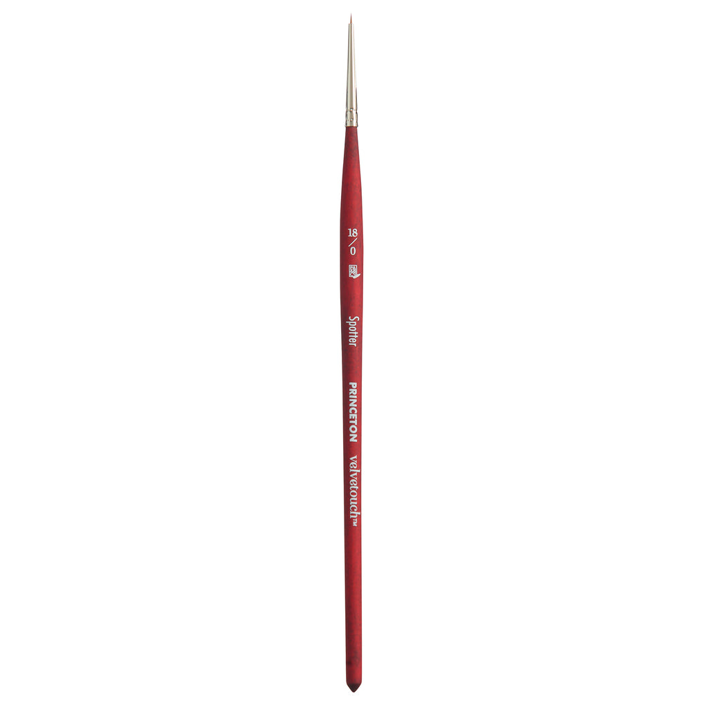 Velvetouch Spotter Brush Size 18/0 Series 3950 Short Scarlet Handle