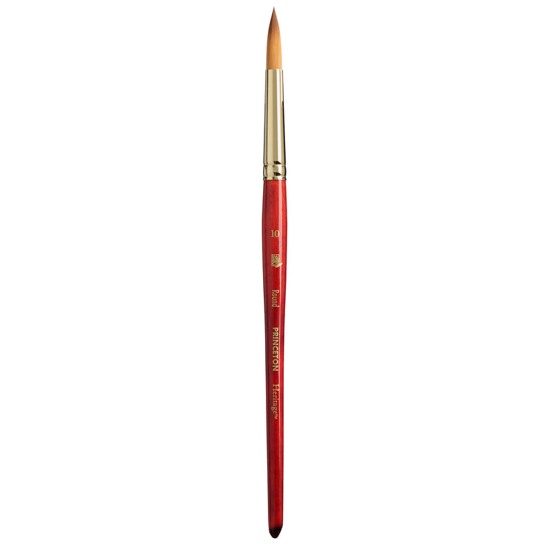 Heritage Round Brush, Synthetic Bristles, Short Handle Watercolor Paintbrush, Scarlet, Size 10, 1 Count