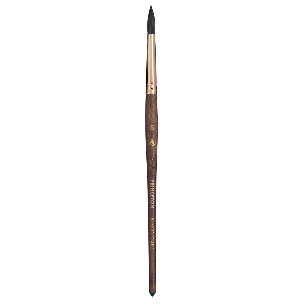 Neptune Round Brush Size 8 Series 4750 Short Dark Wood Handle