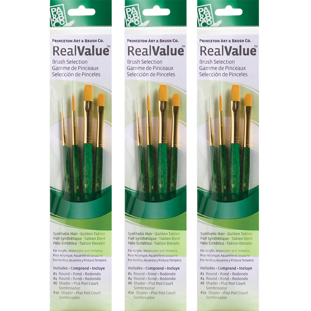 (3 St) Realvalue Brush Set 4ct Grn