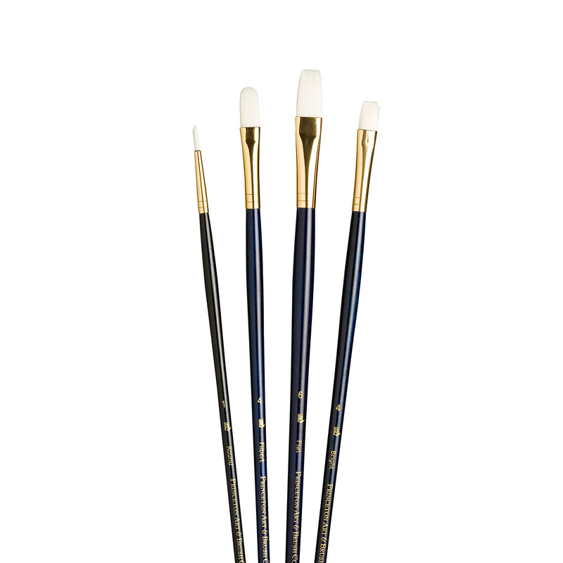 Realvalue Brush St 4ct Long Dk Blue White Taklon Bristles