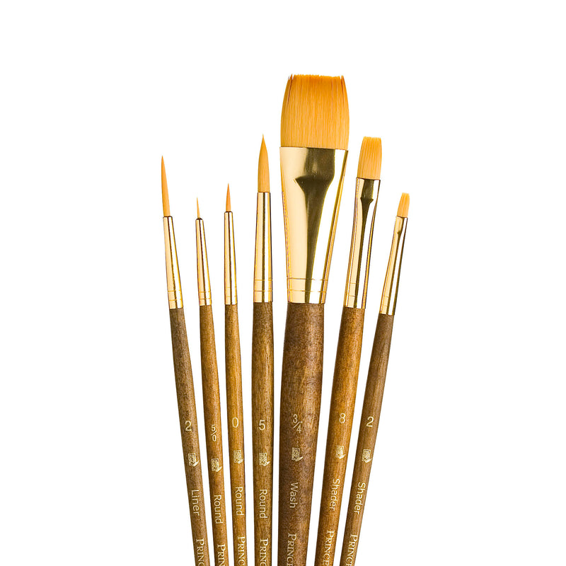 Realvalue Brush Set 7ct Brown Gold Taklon Bristles