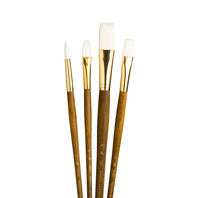 Realvalue Brush Set 4ct Long Brown White Taklon Bristles