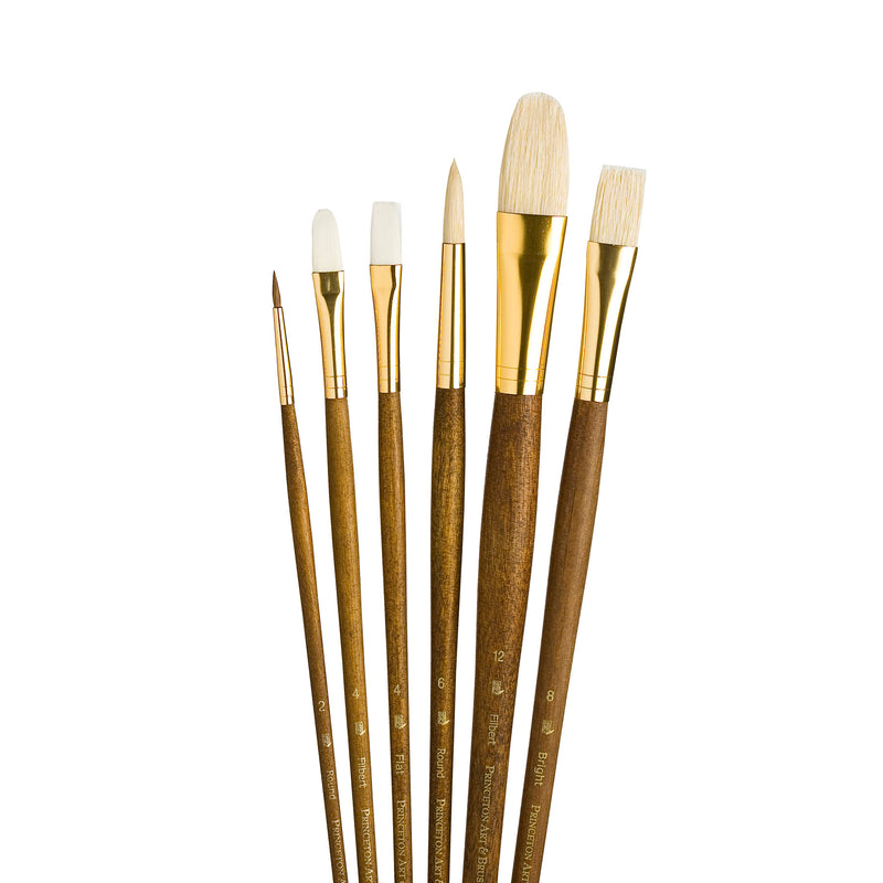 Realvalue Brush Set 6ct Long Brown Natural & Synthetic Bristles