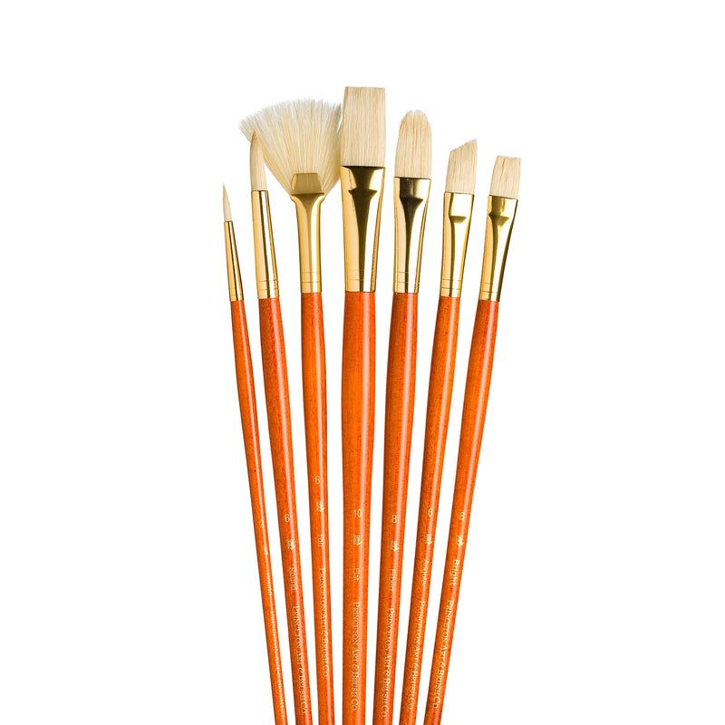 Realvalue Brush Set 7ct Long Orange Natural Bristles