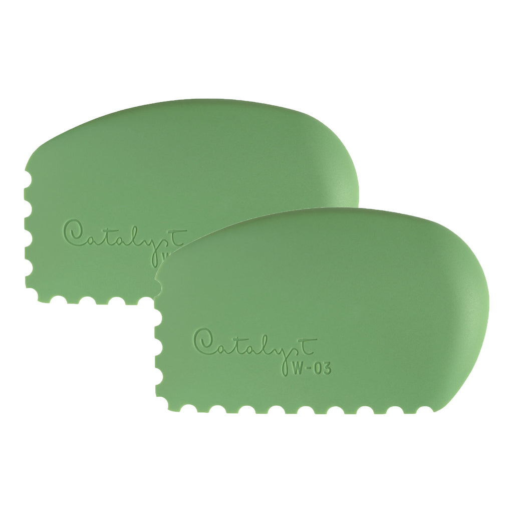 Catalyst Tool Wedge, Silicone, Mixed Media Paintbrush, Green, Size 3, Pack of 2
