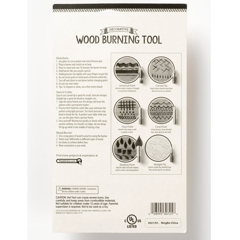 Plaid Wood Burning Tool 8ct 6 Tip & Stencil Cutter