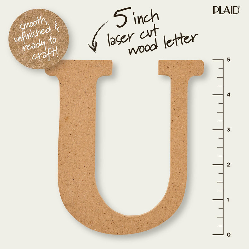 Plaid Mdf Letter U 5 Inch
