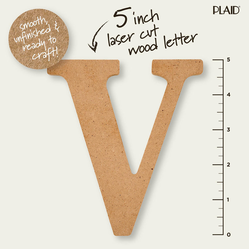 Plaid Mdf Letter V 5 Inch