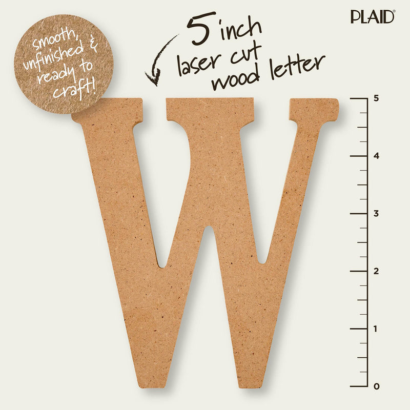 Plaid Mdf Letter W 5 Inch