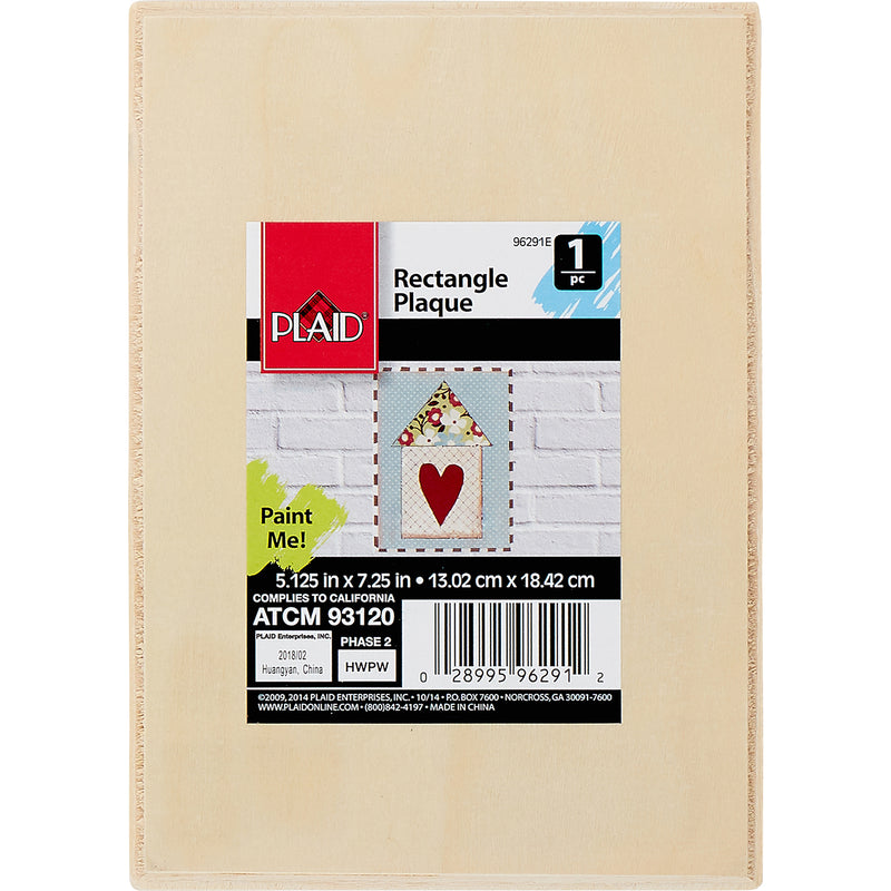 Wood Plaque, Rectangle, 7.25" x 5", Pack of 12