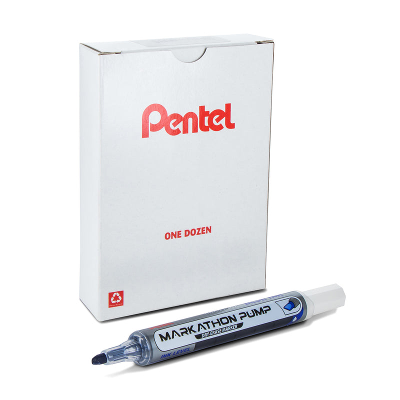 Markathon Pump Dry Erase Marker Blu 1 Dozen Chisel Tip