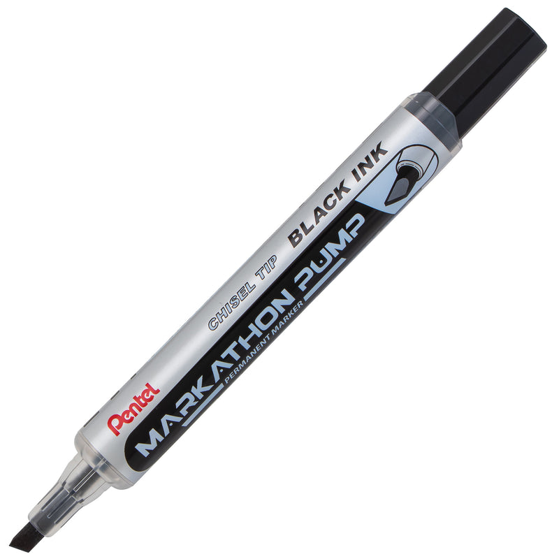 Permanent Marker Blk Chisel 1dz Markathon Pump