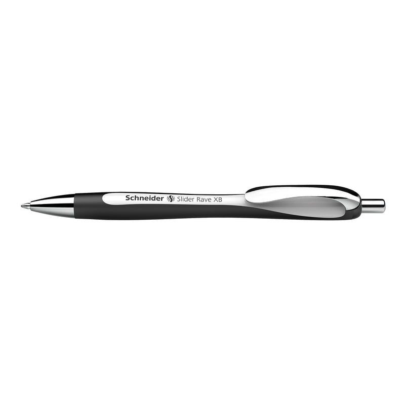 Slider Rave XB Retractable Ballpoint Pens, White-Black Barrel/Blue Ink, Box of 5